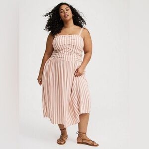 Torrid Pink Striped Midi Dress